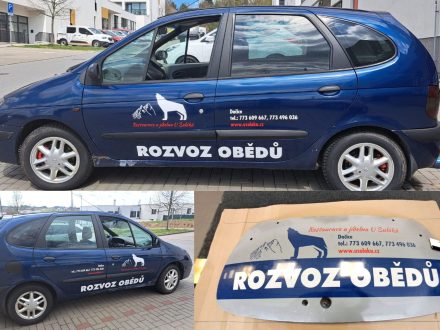 PIXEL reklama - polep vozu - řezané samolepky ImagePrint, zadní okno sam. OWV s laminací - Restaurace a jídelna U Šuláků