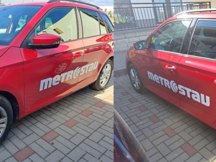 PIXEL reklama - polep vozu - řezané samolepky - Metrostav