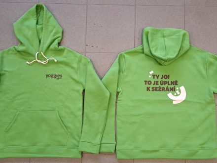 PIXEL reklama - reklamní mikiny Yoggies - sítotisk