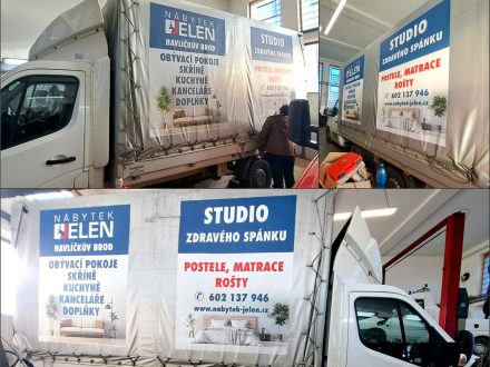 PIXEL reklama - polep zaplachtovaného návěsu - tištěné samolepky bez laminace