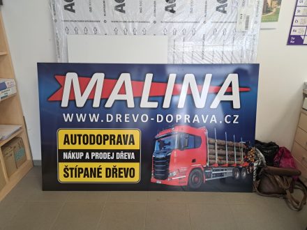 PIXEL reklama - bondová deska s polepem - tištěná samolepka s laminací - MALINA Autodopava a dřevo