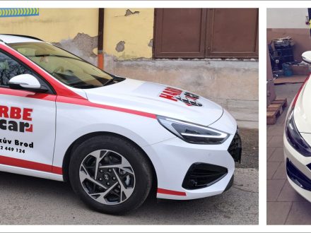 PIXEL reklama s. r. o. - polep vozu Hyundai I30 - řezané reflexní fólie Oralite reflective film, zadní okno - děrovaná samolepka OneWayVision s laminací - zadavatel - Harbecar