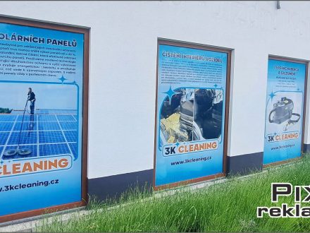 PIXEL reklama - 3K Cleaning - polep oken - děrovaná sam. OWV